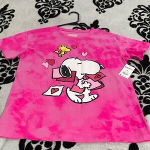 Peanuts Pink Valentine Tie-Dye Kids T-Shirt SZ XL NWT